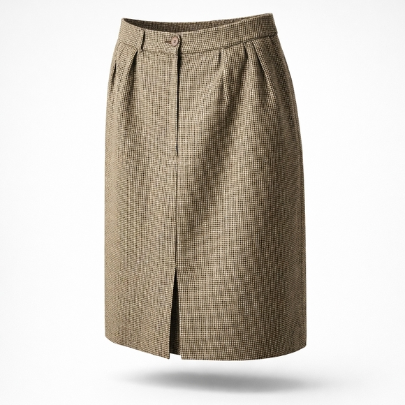 Moda Petite 100% Wool Pencil Skirt, Military Green Brown Tone, Women's Size 6 - Picture 2 of 14